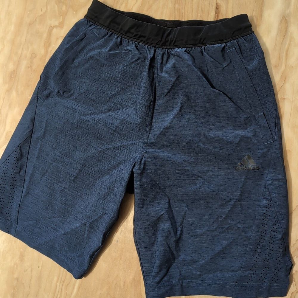 Adidas Axis 2.5 Shorts Mens Sm 24x9" Blue Black Elastic Waist Premium Stretch